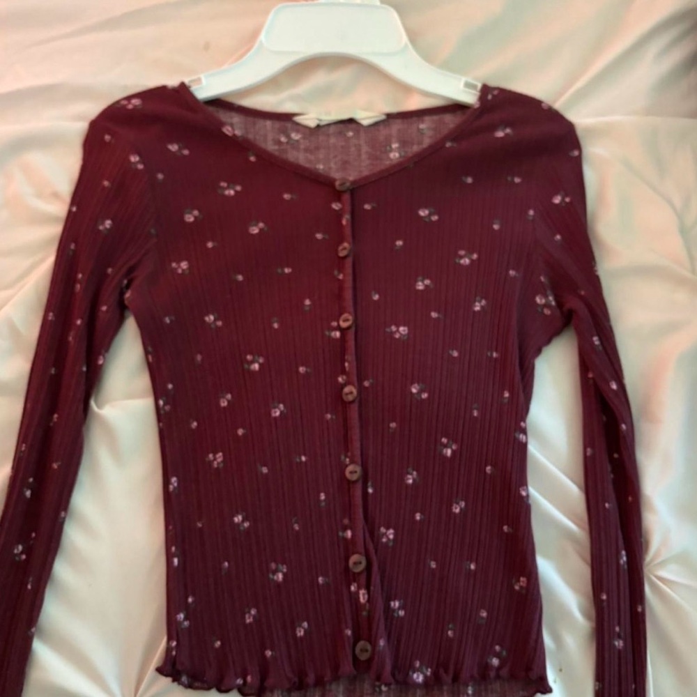 H&M Dark Red Floral Blouse